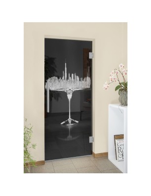 Pendeltür My City Gelasert Auf Grauglas