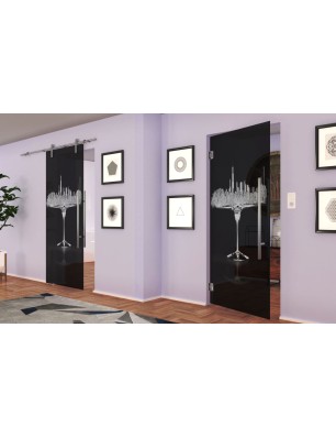 Pendeltür My City Gelasert Auf Grauglas