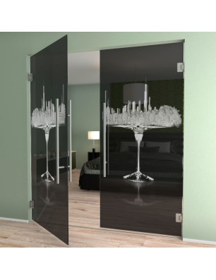 Pendeltür My City Gelasert Auf Grauglas