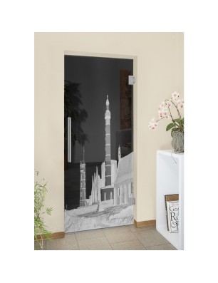 Pendeltür Leuchtturm 6 Gelasert Auf Grauglas