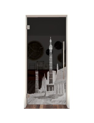 Pendeltür Leuchtturm 6 Gelasert Auf Grauglas