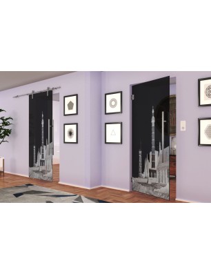 Pendeltür Leuchtturm 6 Gelasert Auf Grauglas