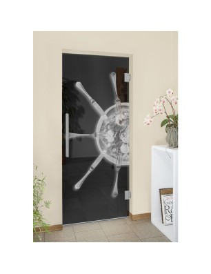 Pendeltür Pizza Gelasert Auf Grauglas