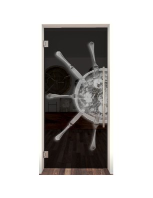 Pendeltür Pizza Gelasert Auf Grauglas