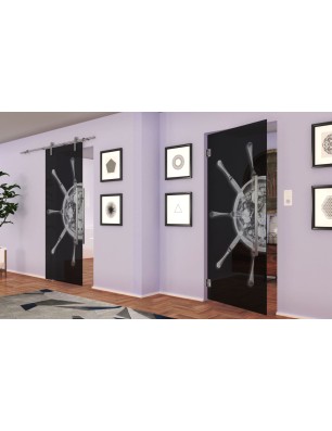 Pendeltür Pizza Gelasert Auf Grauglas