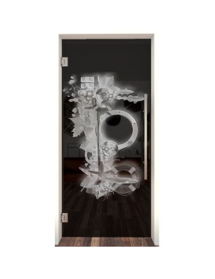 Pendeltür Meer Gelasert Auf Grauglas