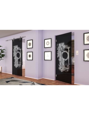 Pendeltür Meer Gelasert Auf Grauglas