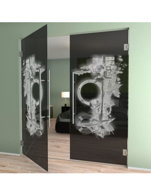 Pendeltür Meer Gelasert Auf Grauglas