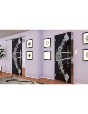 Pendeltür Sushi Gelasert Auf Grauglas