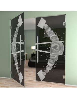 Pendeltür Sushi Gelasert Auf Grauglas