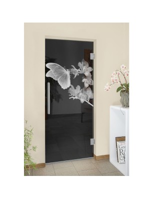 Pendeltür Butterfly Gelasert Auf Grauglas