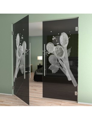 Pendeltür Spice Gelasert Auf Grauglas