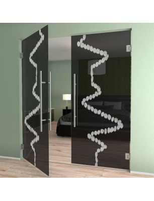 Pendeltür Kaffeebohnen  Gelasert Auf Grauglas