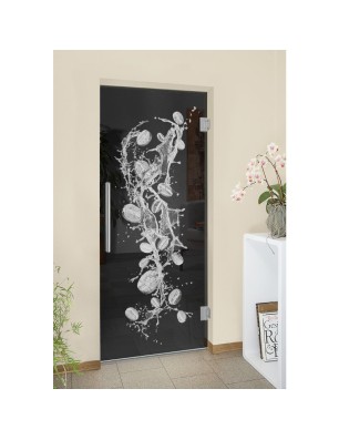 Pendeltür Kaffeebohnen  II Gelasert Auf Grauglas