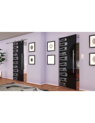 Pendeltür Sushi II Gelasert Auf Grauglas