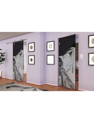 Pendeltür Dreaming Kitty Gelasert Auf Grauglas