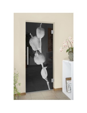 Pendeltür Pflanze Gelasert Auf Grauglas