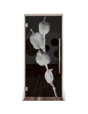 Pendeltür Pflanze Gelasert Auf Grauglas