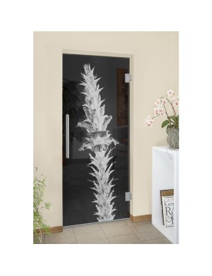 Pendeltür Acantus Montanus Gelasert Auf Grauglas