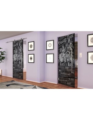 Pendeltür Vintage Tour Gelasert Auf Grauglas