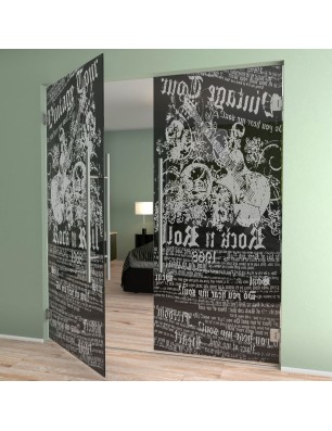 Pendeltür Vintage Tour Gelasert Auf Grauglas