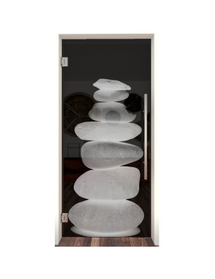 Pendeltür Wellness 2 Gelasert Auf Grauglas