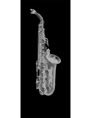 Pendeltür Saksofon Gelasert Auf Grauglas