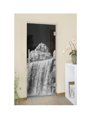 Pendeltür Wasserfall II Gelasert Auf Grauglas