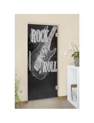 Pendeltür Guitar Gelasert Auf Grauglas