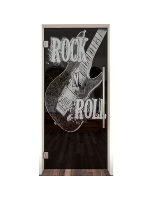 Pendeltür Guitar Gelasert Auf Grauglas