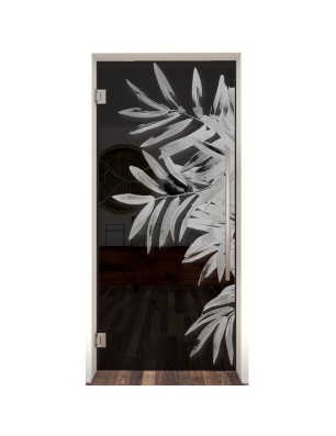 Pendeltür Blätter Gelasert Auf Grauglas