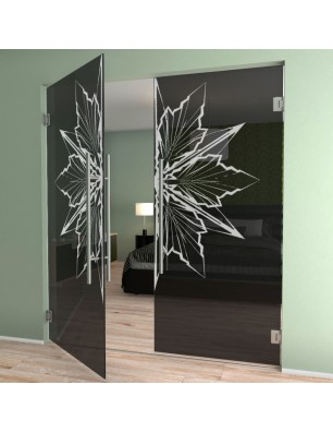 Pendeltür Eis Gelasert Auf Grauglas