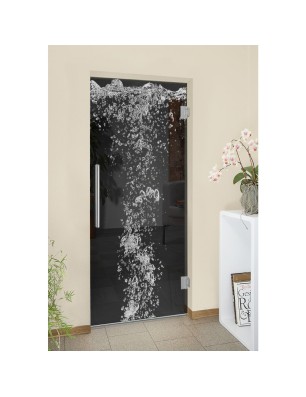 Pendeltür Wasser Gelasert Auf Grauglas