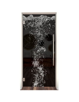 Pendeltür Wasser Gelasert Auf Grauglas