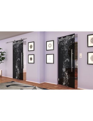 Pendeltür Wasser Gelasert Auf Grauglas