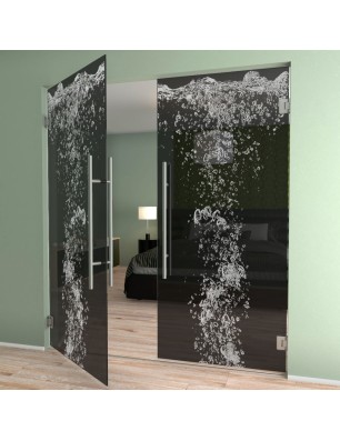 Pendeltür Wasser Gelasert Auf Grauglas