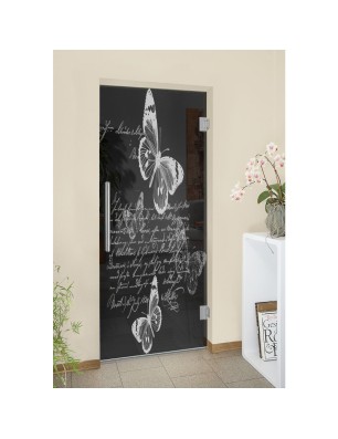 Pendeltür Vintage Butterfly Gelasert Auf Grauglas