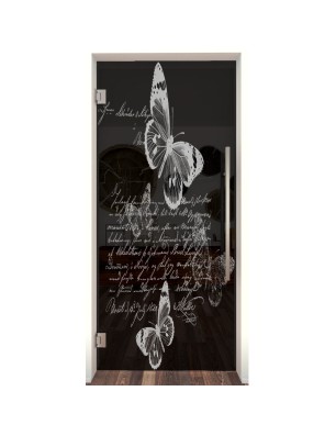 Pendeltür Vintage Butterfly Gelasert Auf Grauglas