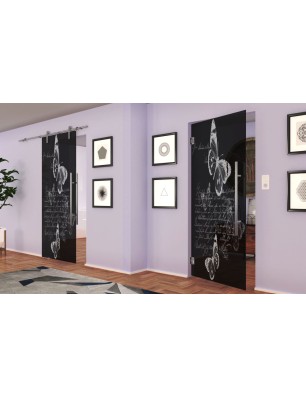 Pendeltür Vintage Butterfly Gelasert Auf Grauglas