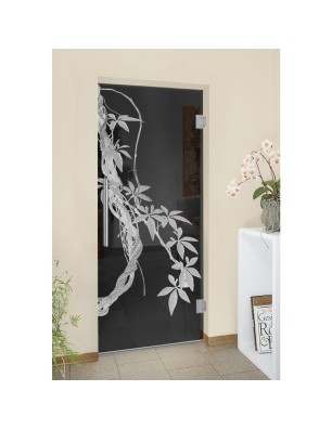 Pendeltür Ranke Gelasert Auf Grauglas