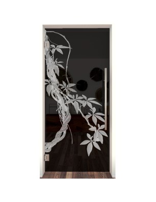 Pendeltür Ranke Gelasert Auf Grauglas