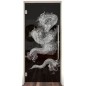 Pendeltür Dragon Gelasert Auf Grauglas Pendeltür Dragon Gelasert Auf Grauglas