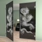 Pendeltür Dragon Gelasert Auf Grauglas Pendeltür Dragon Gelasert Auf Grauglas