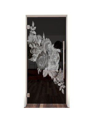 Pendeltür Rose Gelasert Auf Grauglas