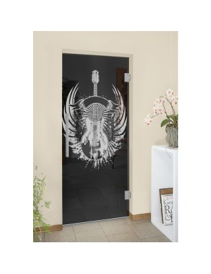 Pendeltür Guitar Rebell Gelasert Auf Grauglas