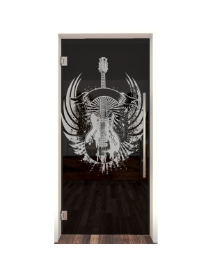 Pendeltür Guitar Rebell Gelasert Auf Grauglas