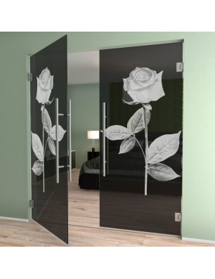 Pendeltür Rose I Gelasert Auf Grauglas