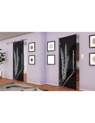 Pendeltür Ernte III Gelasert Auf Grauglas