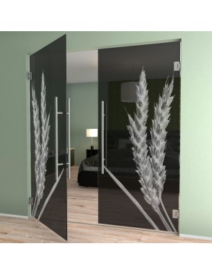 Pendeltür Ernte III Gelasert Auf Grauglas