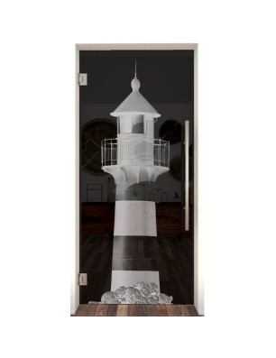 Pendeltür Leuchtturm 2 Gelasert Auf Grauglas